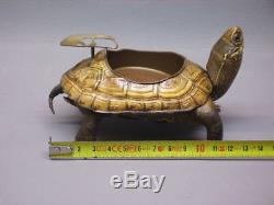 Rare And Authentic Turtle Mounted In Ashtray Art Deco 1920 1940