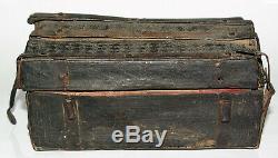 Rare Box Of Messenger Wood Iron Leather Manuscripted Lock High Time Late Xvth