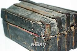 Rare Box Of Messenger Wood Iron Leather Manuscripted Lock High Time Late Xvth