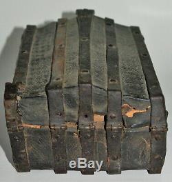 Rare Box Of Messenger Wood Iron Leather Manuscripted Lock High Time Late Xvth
