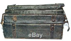 Rare Box Of Messenger Wood Iron Leather Manuscripted Lock High Time Late Xvth