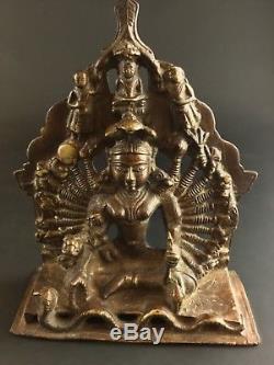 Rare Bronze Statuette Durga Jain India 10 Pairs Of Arms -fin Xixth -1,5 KG