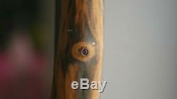 Rare Cane Old Ruby Emeraudes Turquoises Secret Cache On Wood Cane