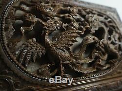 Rare Chinese Qing Huanghuali Wood Carved Wooden Box Safe Sculpture