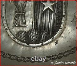 Rare Dish Engraved In Tin Of Lyon Humbert Metra Delion