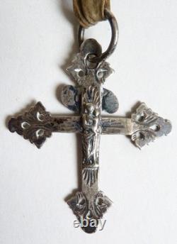 Rare Grille Cross, Chambéry, Savoie, Virgin Court, antique silver, INRI, Savoyard