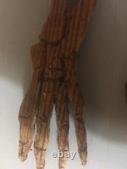 Rare Large Wooden Pine Skeleton Curiosity Object Folk Art from 1960
