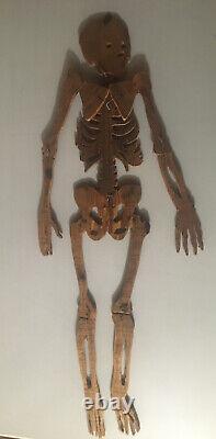 Rare Large Wooden Pine Skeleton Curiosity Object Popular Art 1960