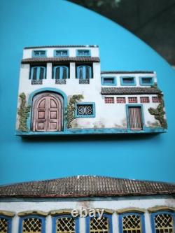 Rare Lot of 8 Handmade Bas-Reliefs, Brazil, Colonial Facades, Bricio & Gina