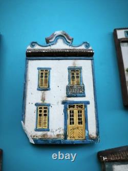 Rare Lot of 8 Handmade Bas-Reliefs, Brazil, Colonial Facades, Bricio & Gina