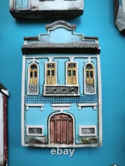 Rare Lot of 8 Handmade Bas-Reliefs, Brazil, Colonial Facades, Bricio & Gina