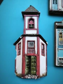 Rare Lot of 8 Handmade Bas-Reliefs, Brazil, Colonial Facades, Bricio & Gina