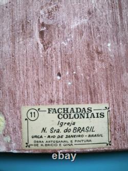 Rare Lot of 8 Handmade Bas-Reliefs, Brazil, Colonial Facades, Bricio & Gina
