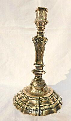 Rare Louis XIV Bronze Candlestick Chiselled 17th 18th 18th Candelstick 25.5 CM