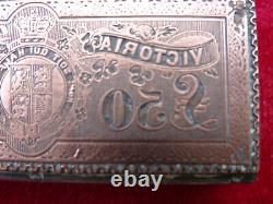 Rare Matrix And Unique Gravee On Copper Australian Fiscal Stamp 50 Pounds 1870