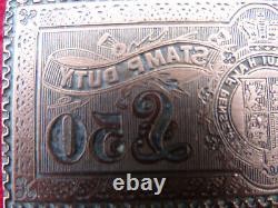 Rare Matrix And Unique Gravee On Copper Australian Fiscal Stamp 50 Pounds 1870
