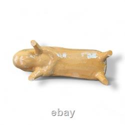 Rare Old Alsatian Mold Glazed Speckled Terracotta Doll 35.5 cm