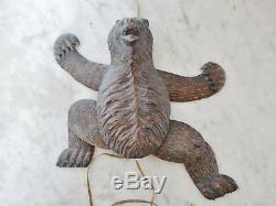 Rare Old Bear Forest Black Wood Sculpt Articulated Pantin Marionnette End 19th
