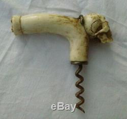 Rare Old Corkscrew Iron / Bone Folk Art Collection 18 19 Th Em Curious