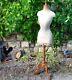 Rare Old Fashion Mannequin Stitch Wasp Waist Craft Object Shabby 19th