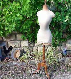 Rare Old Fashion Mannequin Stitch Wasp Waist Craft Object Shabby 19th