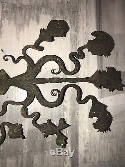 Rare Pair Of Wall Wrought Iron 18 / 19th Candelstick Candlestick Folk Art