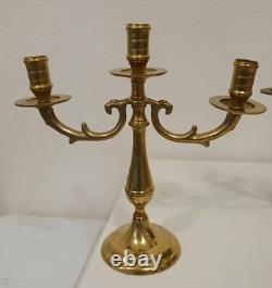 Rare Pair of Three-Branch Art Deco Chandeliers Solid Brass