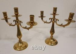 Rare Pair of Three-Branch Art Deco Chandeliers Solid Brass