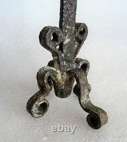 Rare Small Crucifix In Wrought Iron And Bronze 18th Religion