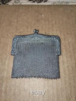 Rare Sterling Silver Coin Purse with Boar Hallmark, Double Closure, Rare