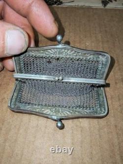 Rare Sterling Silver Coin Purse with Boar Hallmark, Double Closure, Rare