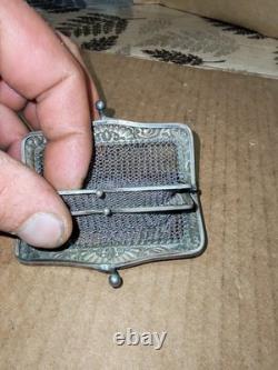 Rare Sterling Silver Coin Purse with Boar Hallmark, Double Closure, Rare