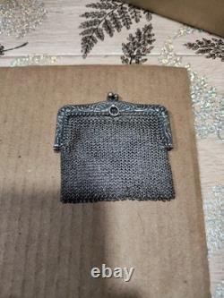 Rare Sterling Silver Coin Purse with Boar Hallmark, Double Closure, Rare
