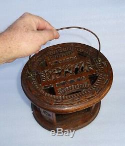 Rare Wooden Carved Wedding Heater Dated Anno 1859