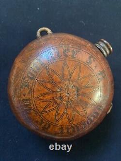Rare and Beautiful Engraved Corsican Gourd Flask from the late 19th Century