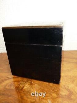 Rare antique black lacquered Napoleon 3 III box with inlays