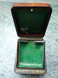 Rare antique pocket watch carrying case with inlays
