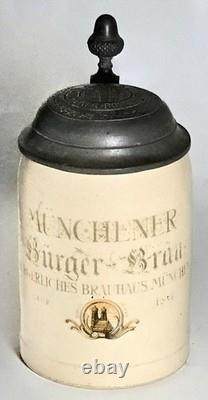 Rare beer stein Bürger-Brau Munich 1890 Bürgerbräukeller 0.4L