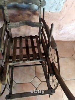 Rare children's wooden push-pull cart in popular art