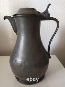 Rare engraved pewter pitcher dated 1823 Louis XVIII