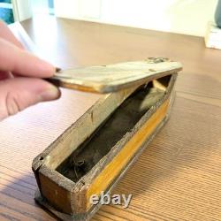 Rare engraved piggy bank, trench art in wood WW1 coffin shape