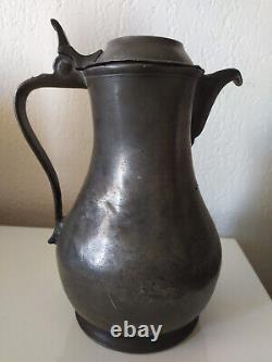 Rare engraved tin pitcher dated 1823 Louis XVIII