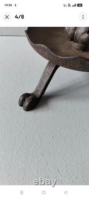 Rare forged-iron cave rat candle holder, 19th century, beautiful workmanship, metalwork