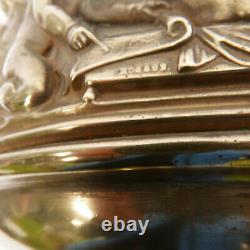 Rare repoussé copper cache pot with science and arts putti in Renaissance style