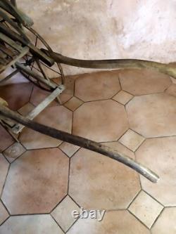 Rare wooden hand-pushed child cart folk art