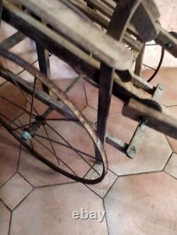 Rare wooden hand-pushed children's rickshaw folk art