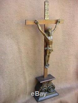 Remarkable Large Crucifix Carved Wood Late Eighteenth Century