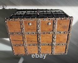 Riveted Wood and Wrought Iron Marine Chest, 19th Century. Fleur-de-Lis. French Navy