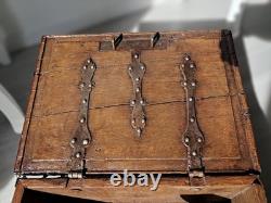 Riveted Wood and Wrought Iron Marine Chest, 19th Century. Fleur-de-Lis. French Navy