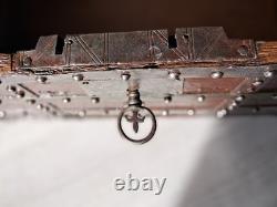 Riveted Wood and Wrought Iron Marine Chest, 19th Century. Fleur-de-Lis. French Navy